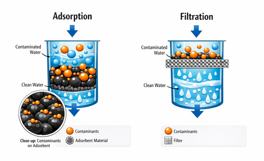 adsorption vs filtration